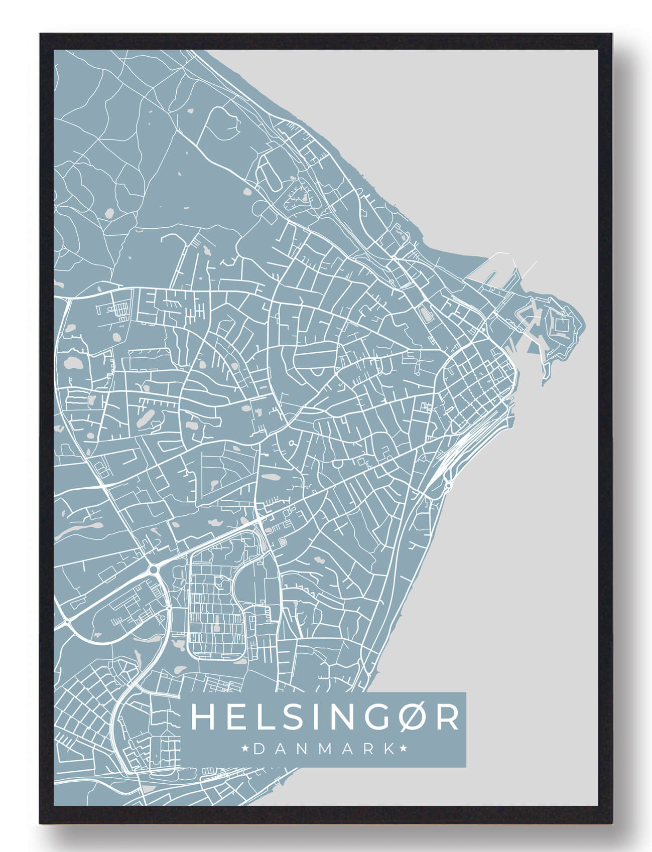 Helsingør Plakat Lyseblå  Størrelse:   15x21cm  A5