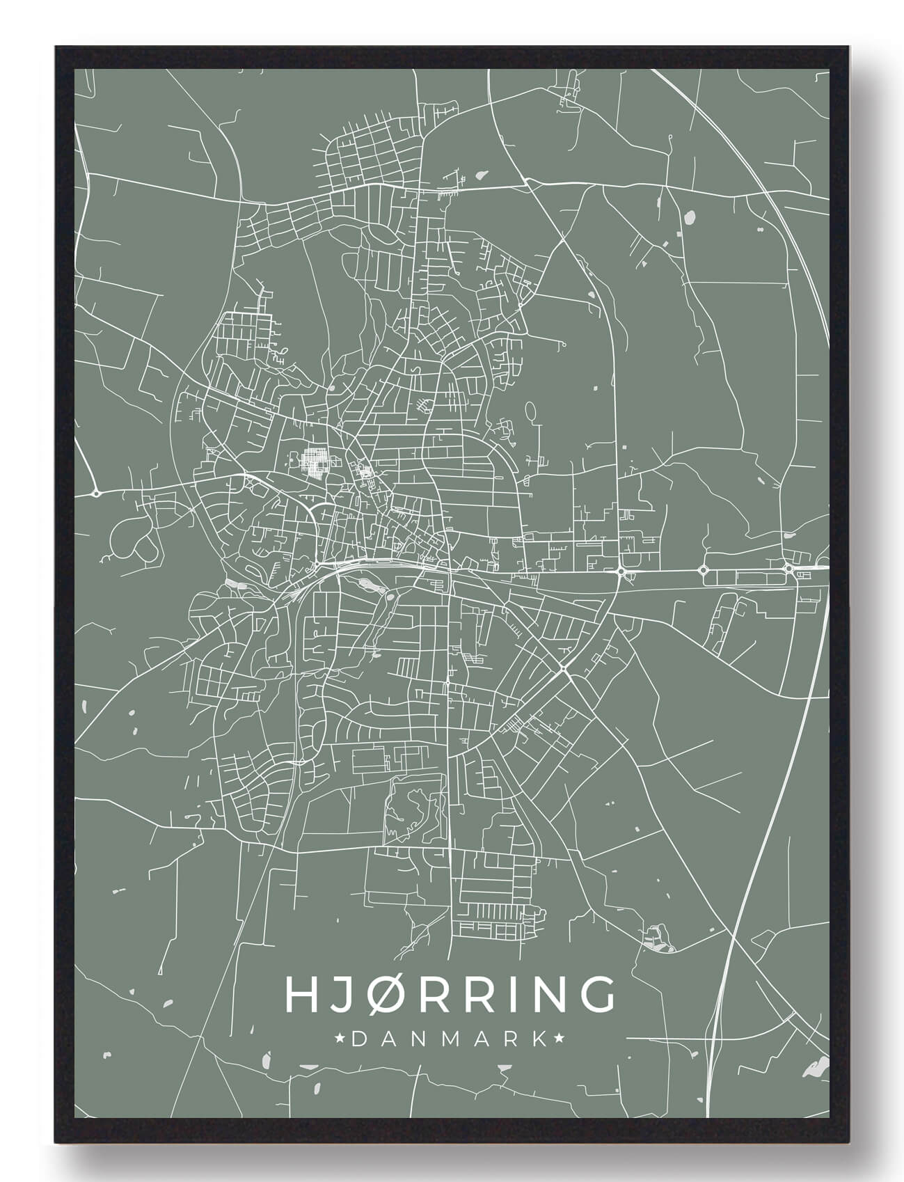 Hjørring Plakat Grøn  Størrelse:   15x21cm  A5
