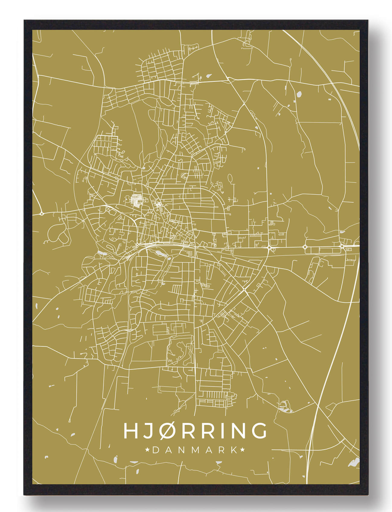 Hjørring Plakat Gul  Størrelse:   15x21cm  A5