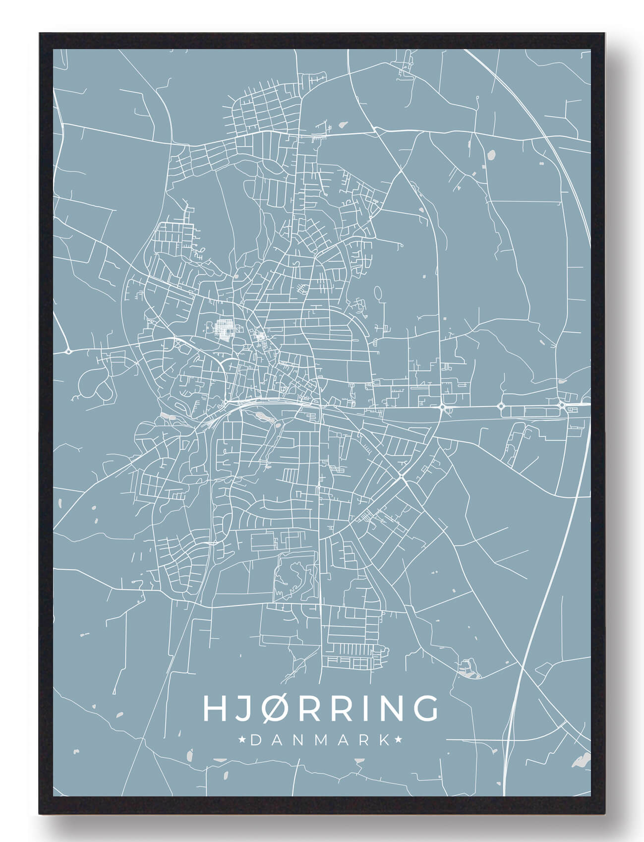 Hjørring Plakat Lyseblå  Størrelse:   15x21cm  A5