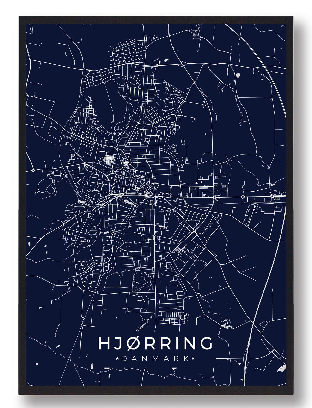 Hjørring Plakat Mørkeblå  Størrelse:   15x21cm  A5