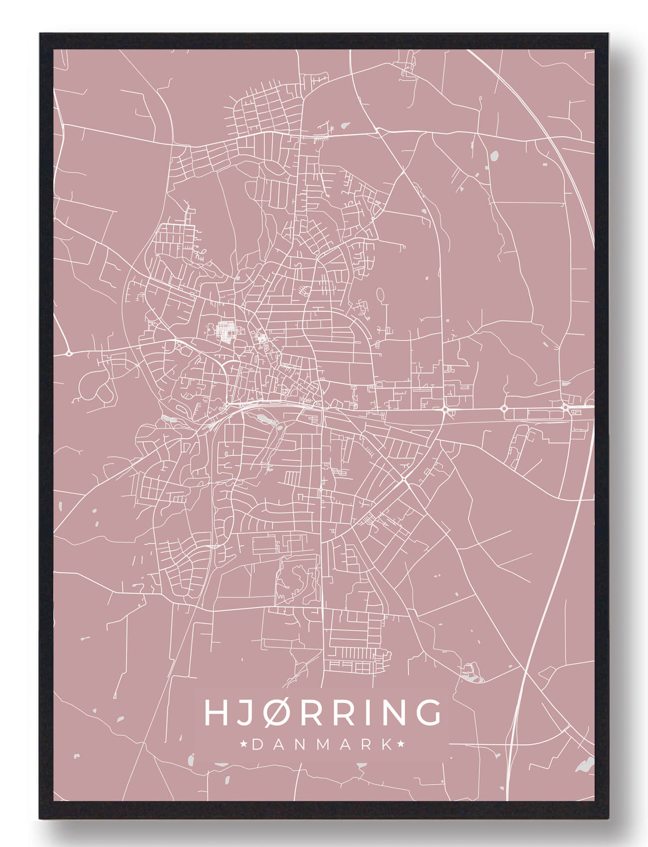 Hjørring Plakat Rosa  Størrelse:   15x21cm  A5