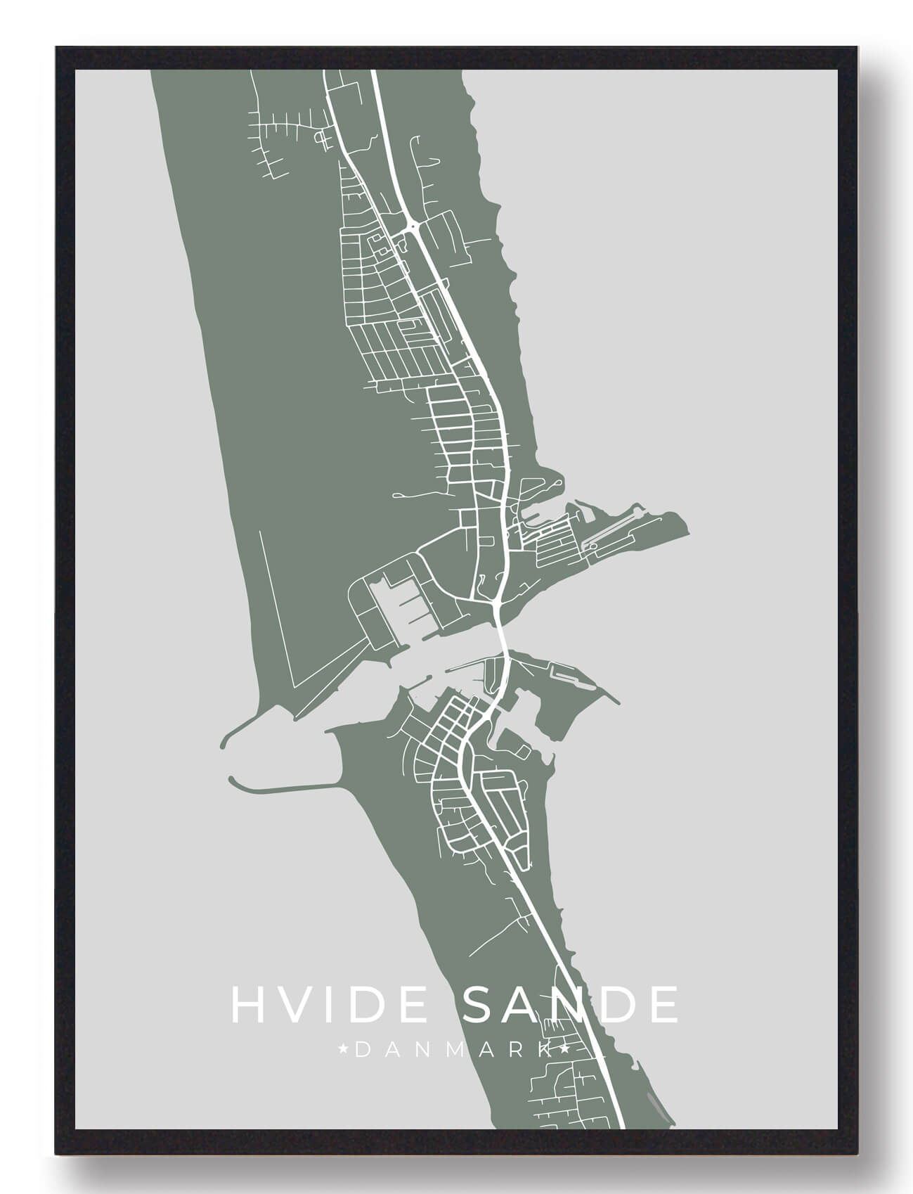 Hvide Sande Byplakat Grøn  Størrelse:   15x21cm  A5