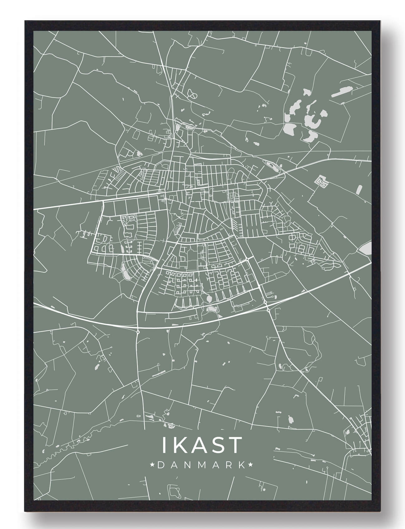 Ikast Plakat Grøn  Størrelse:   15x21cm  A5