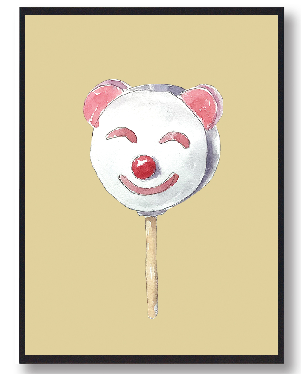 Isbjørn Håndtegnet Plakat  Gul   Størrelse:   15x21cm  A5