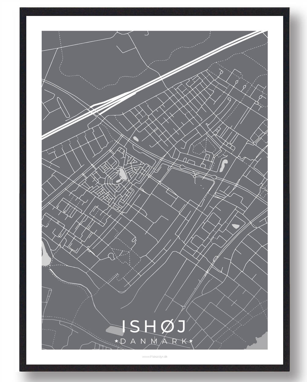 Ishøj   Plakat Grå  Størrelse:   15x21cm  A5