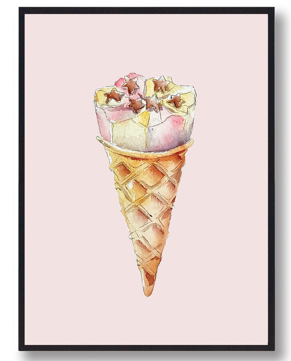 Isvaffel Håndtegnet Plakat  Størrelse:   15x21cm  A5