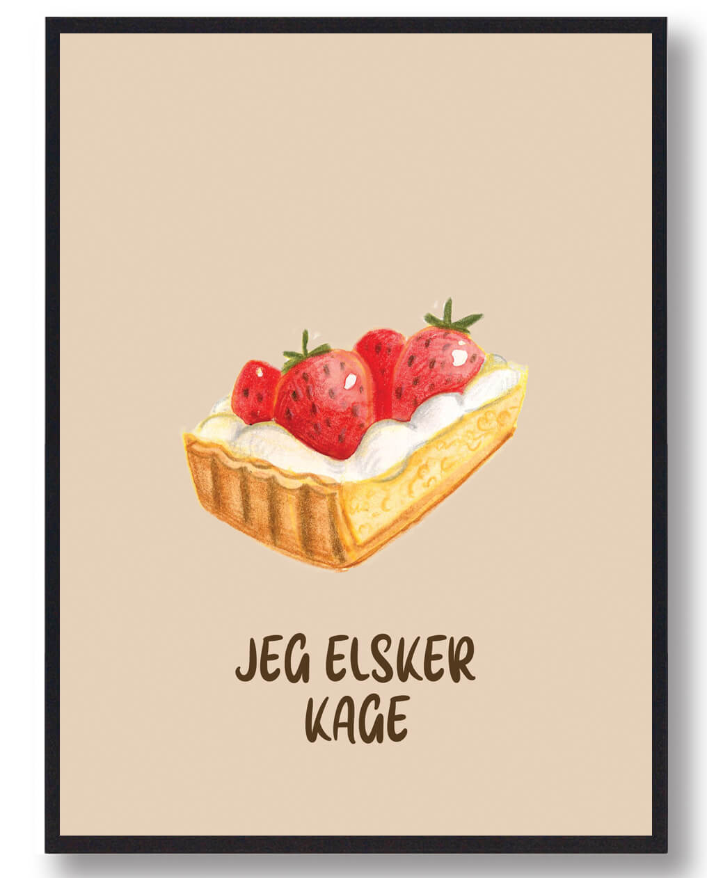 Jeg Elsker Kage Kage Plakat  Størrelse:   15x21cm  A5