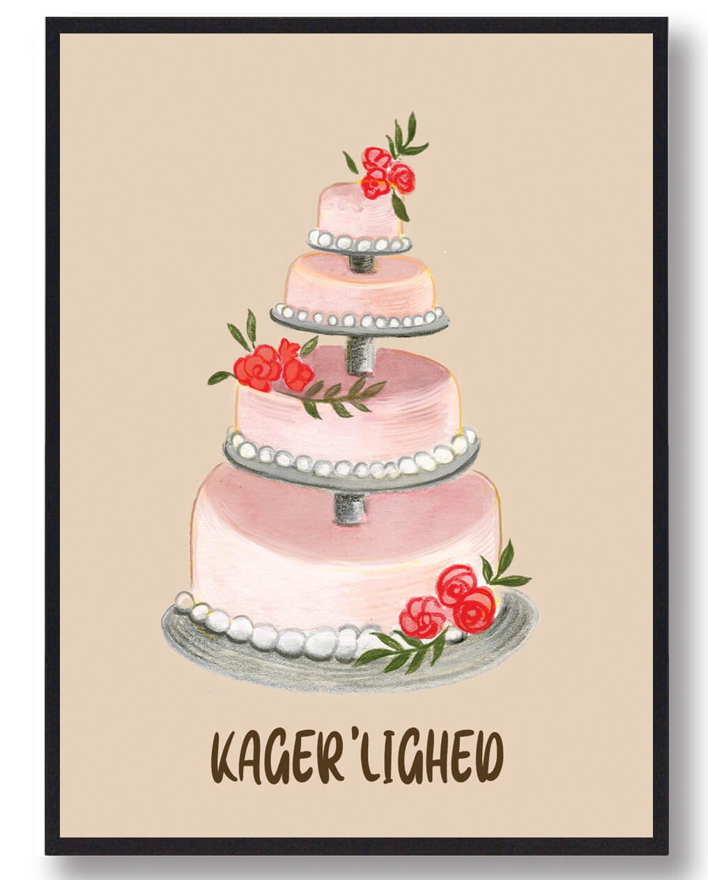 Kagerlighed  Kage Plakat  Størrelse:   15x21cm  A5