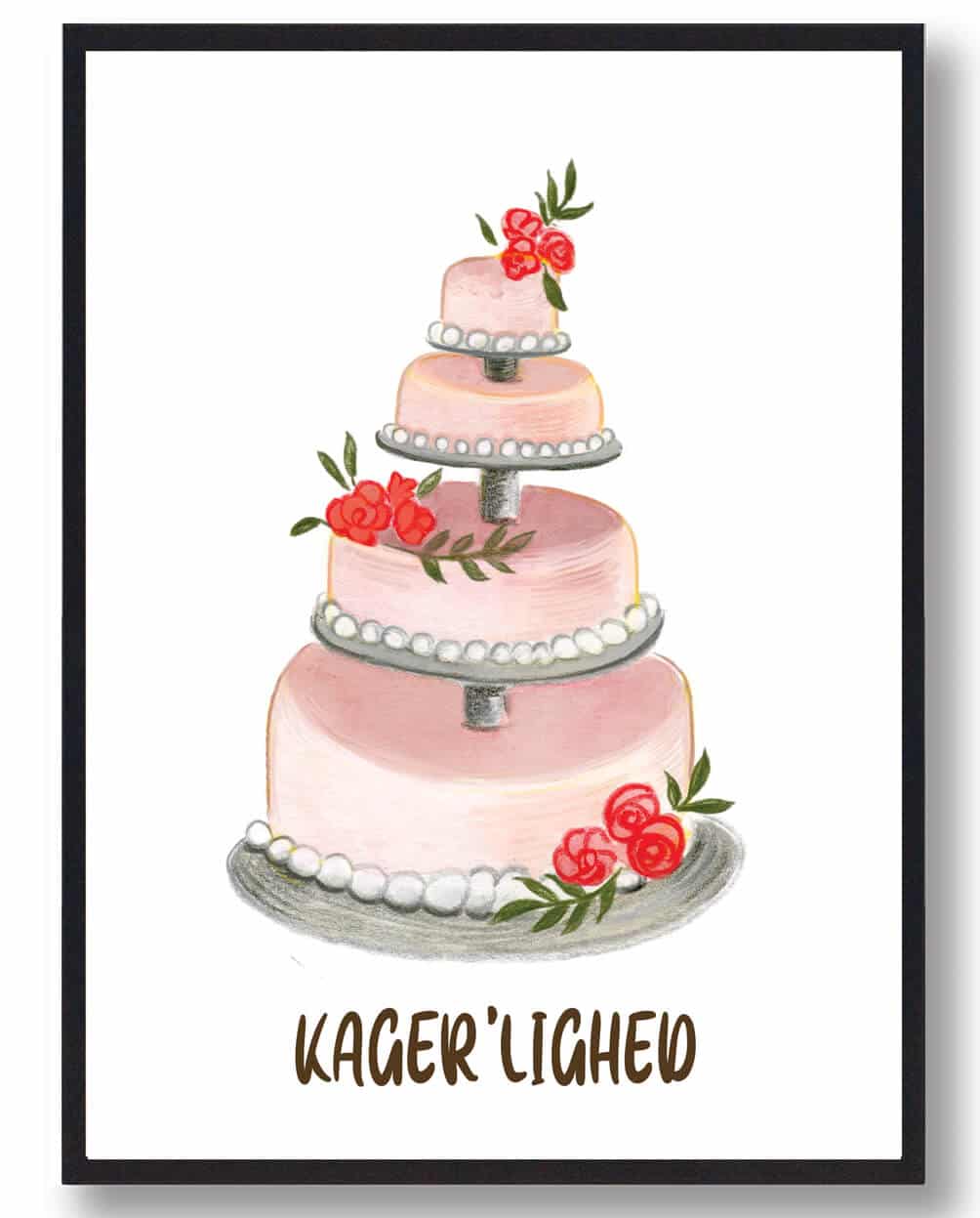 Kagerlighed  Kageplakat  Hvid   Størrelse:   15x21cm  A5