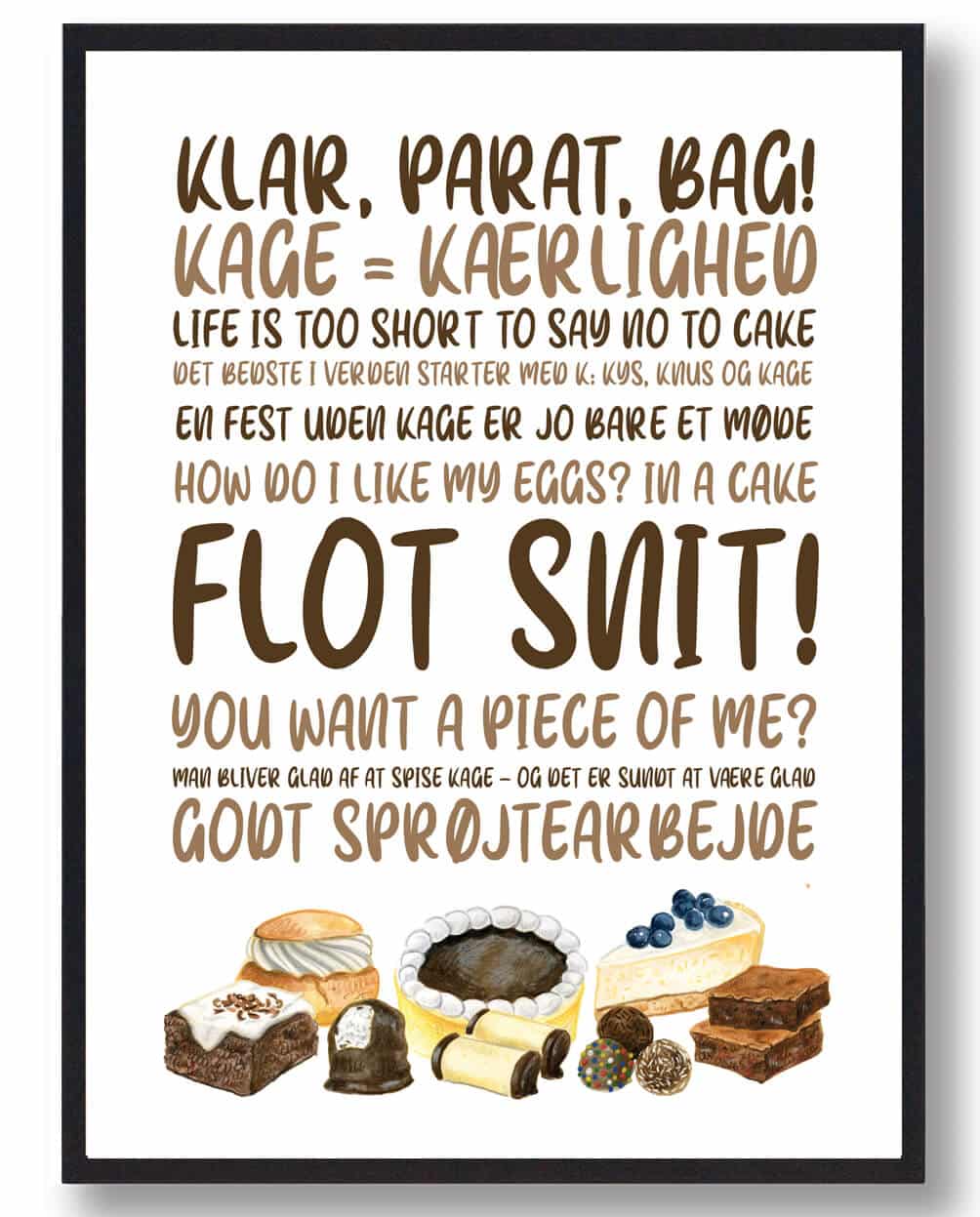 Klar  Parat  Bag   Kageplakat  Hvid   Størrelse:   15x21cm  A5
