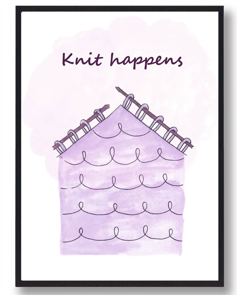 Knitting Happens Lilla Strikkeplakat  Størrelse:   21x29 7cm  A4