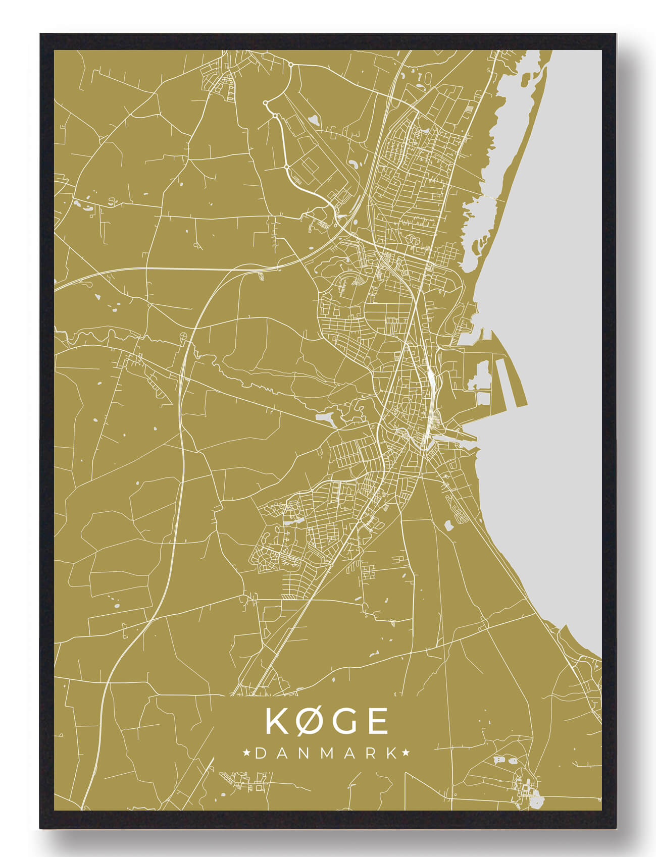 Køge Plakat Gul  Størrelse:   15x21cm  A5