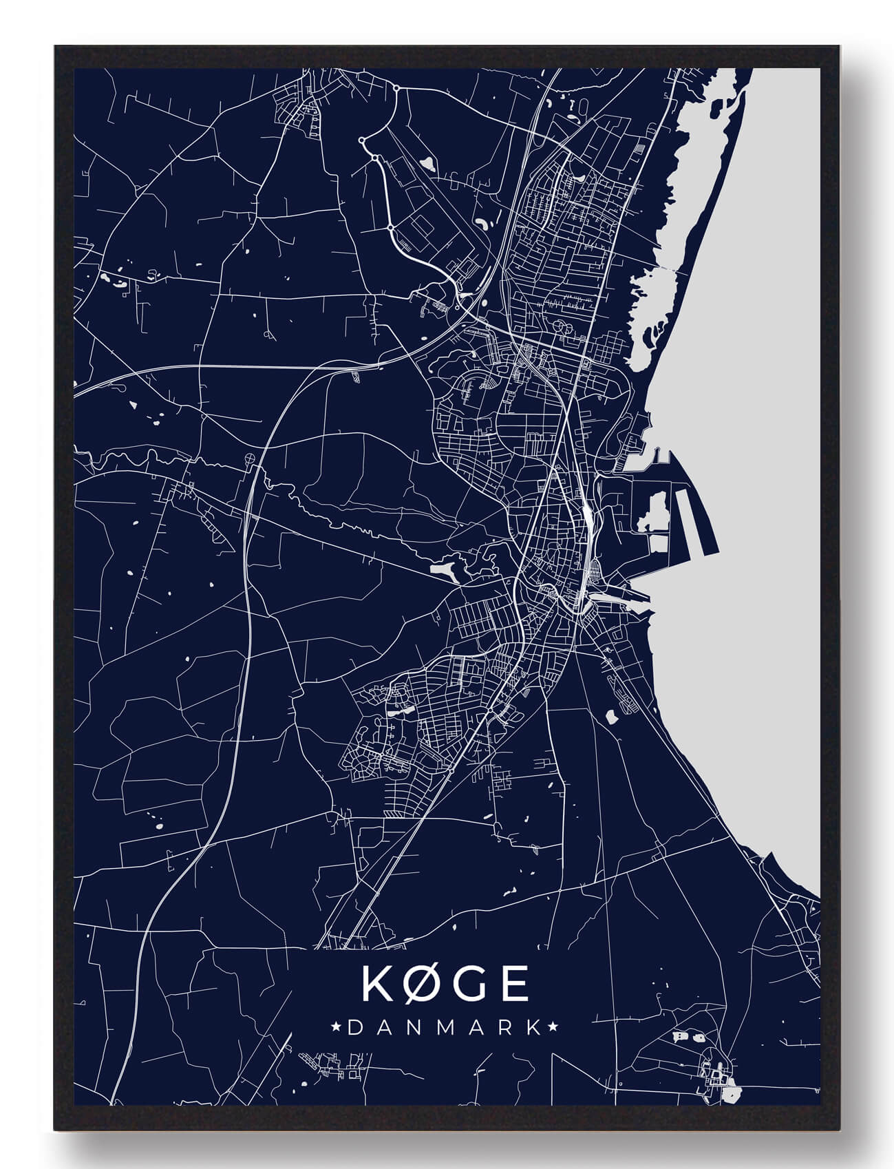 Køge Plakat Mørkeblå  Størrelse:   15x21cm  A5