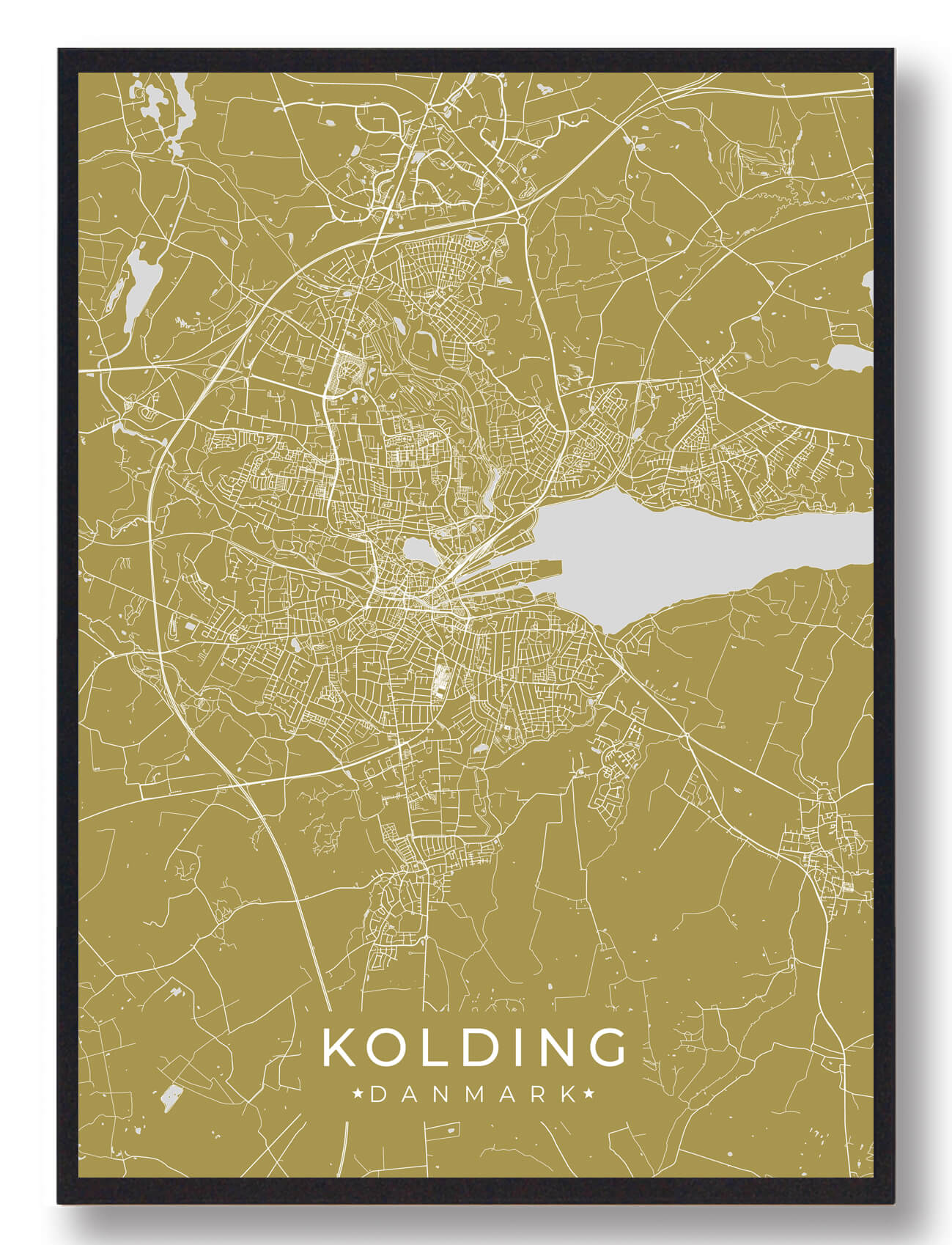 Kolding Plakat Gul  Størrelse:   15x21cm  A5
