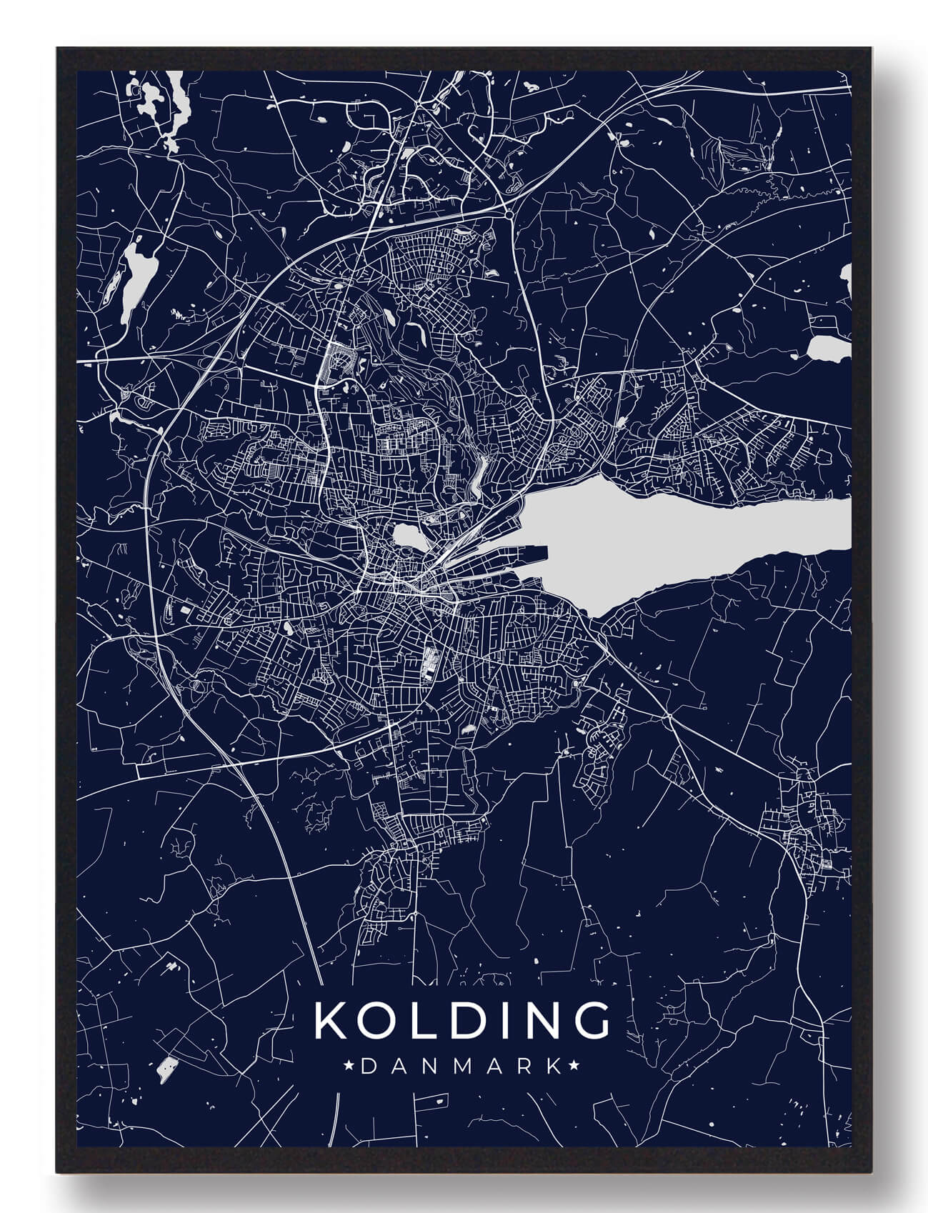 Kolding Plakat Mørkeblå  Størrelse:   15x21cm  A5