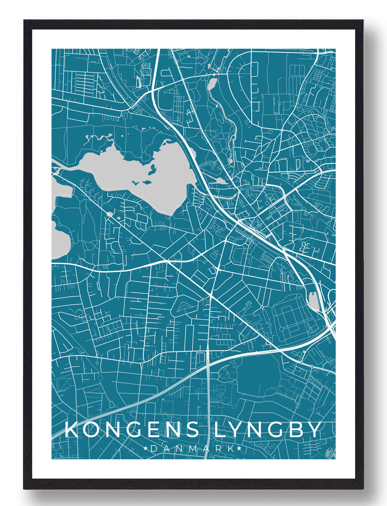 Kongens Lyngby   Plakat Blå  Størrelse:   15x21cm  A5