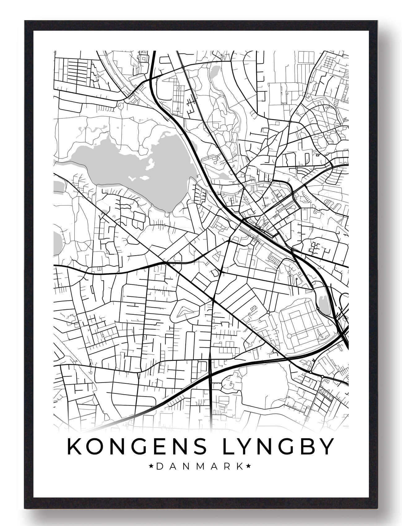 Kongens Lyngby   Plakat Hvid  Størrelse:   15x21cm  A5