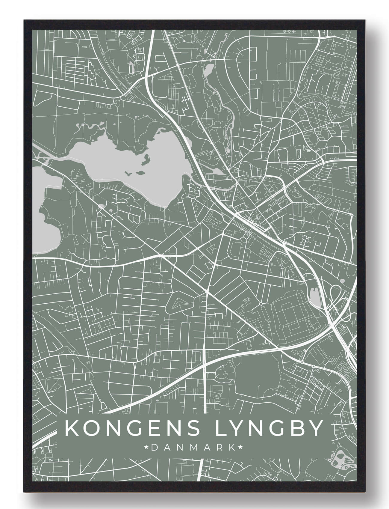 Kongens Lyngby Byplakat Grøn  Størrelse:   15x21cm  A5