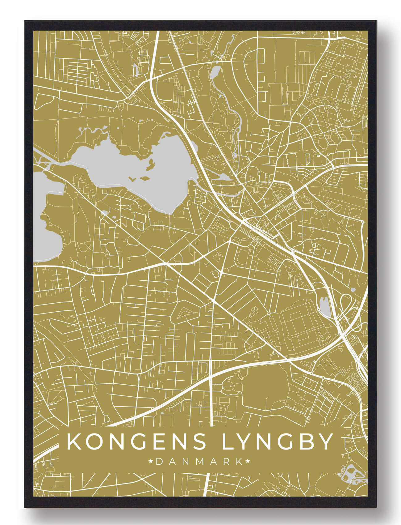Kongens Lyngby Byplakat Gul  Størrelse:   15x21cm  A5