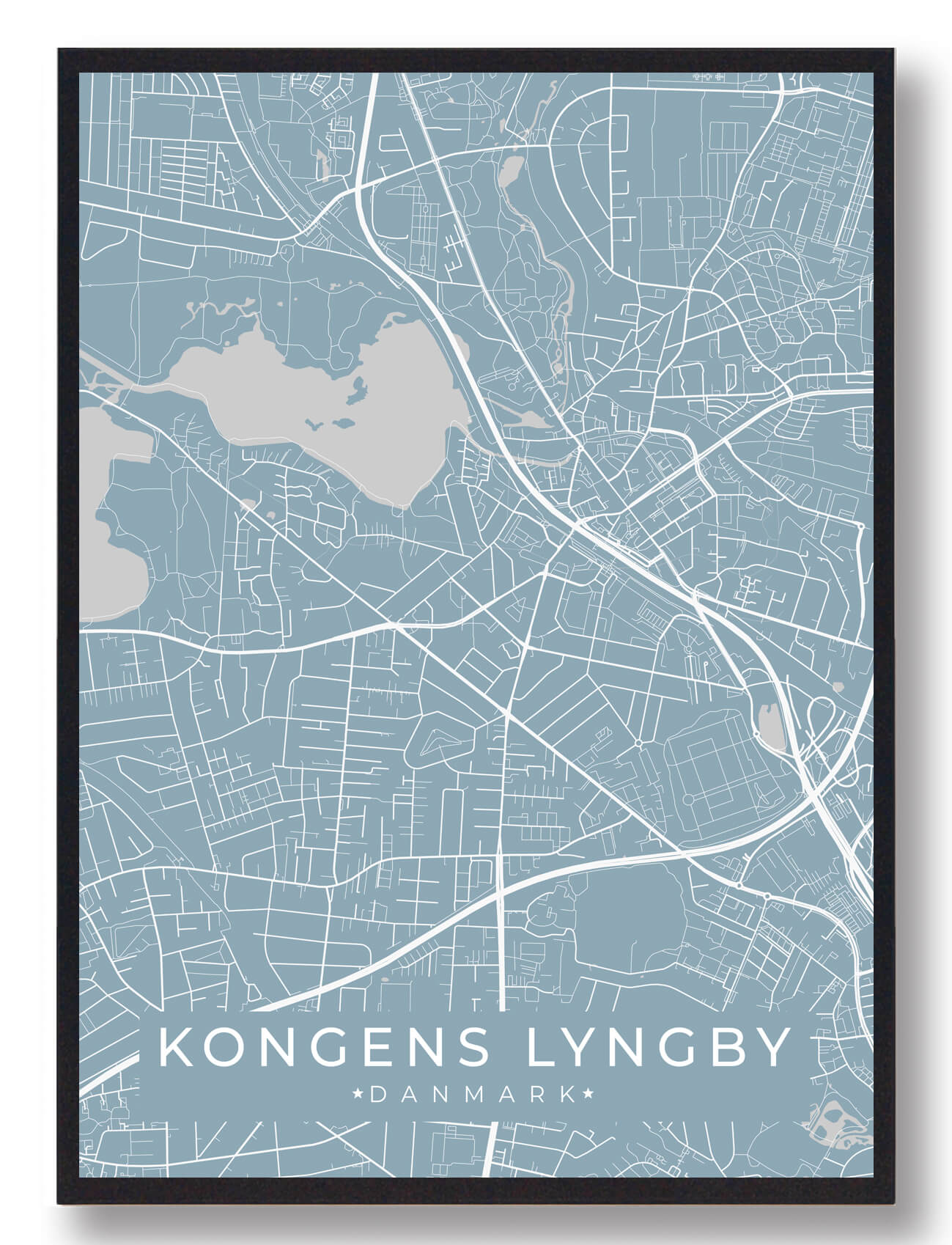 Kongens Lyngby Byplakat Lyseblå  Størrelse:   15x21cm  A5