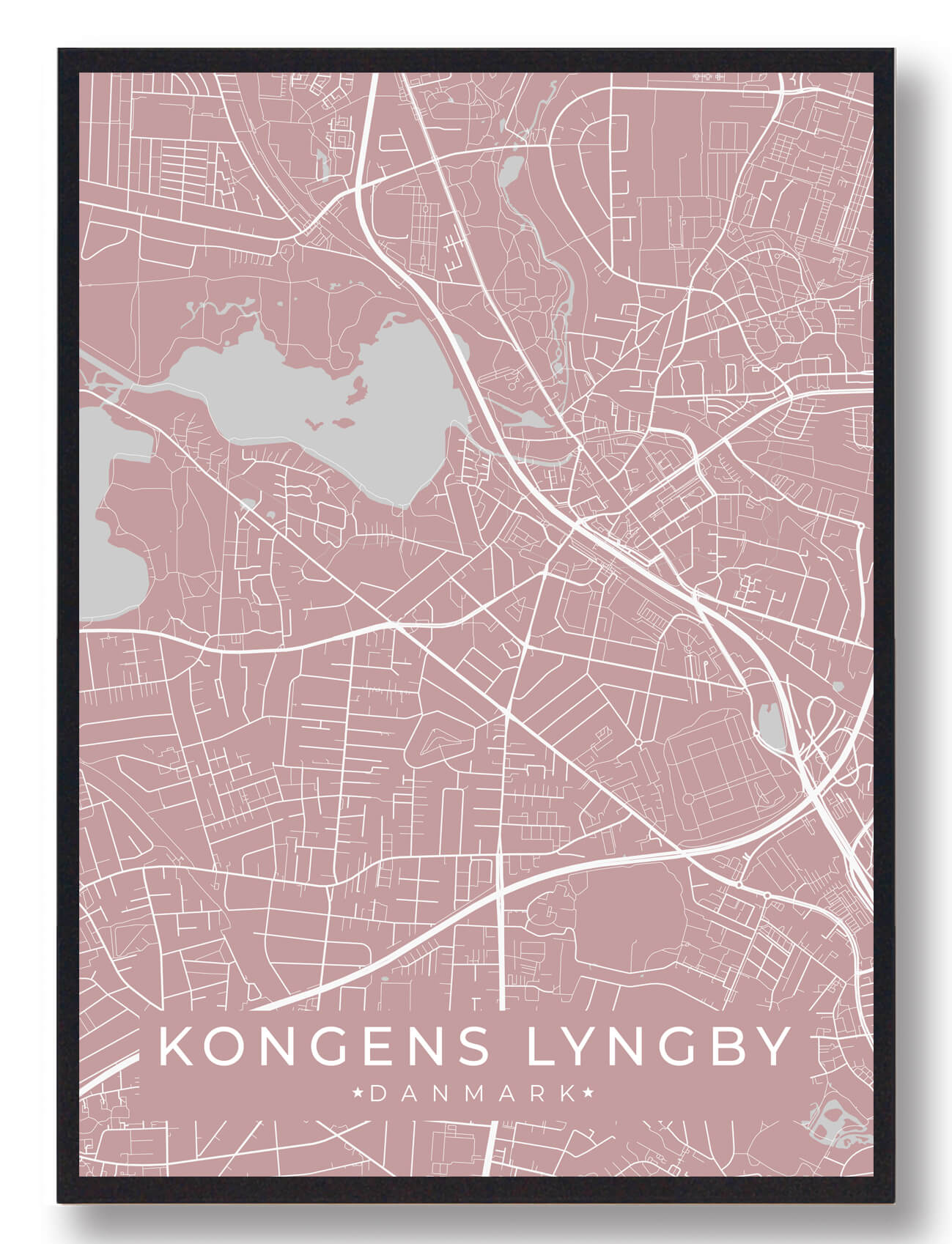 Kongens Lyngby Byplakat Lyserød  Størrelse:   15x21cm  A5