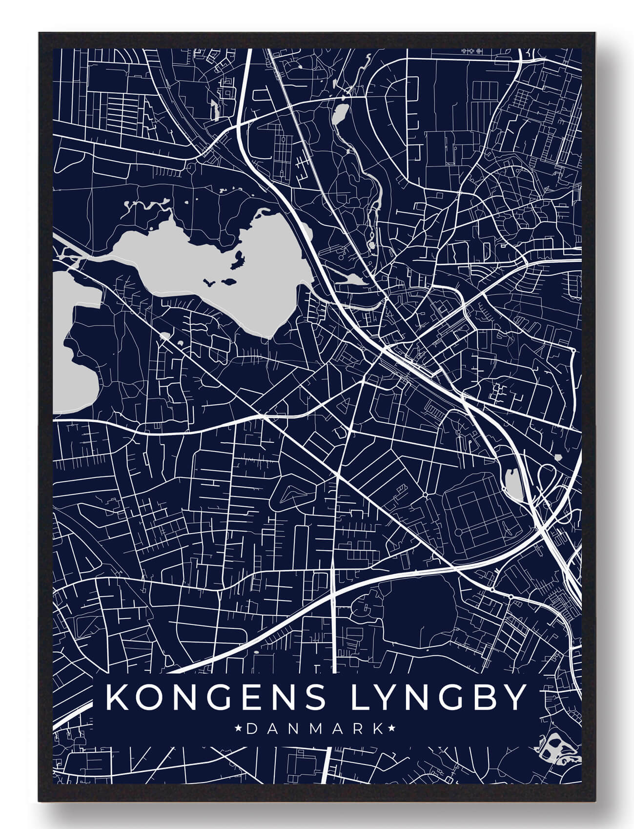 Kongens Lyngby Byplakat Mørkeblå  Størrelse:   15x21cm  A5