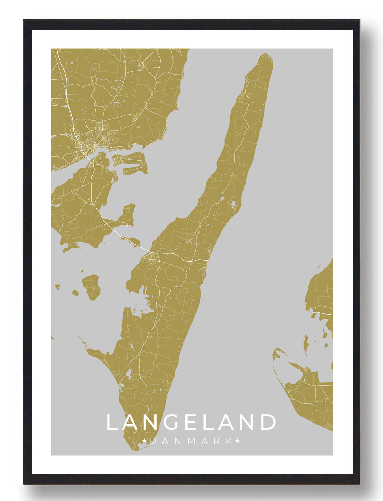 Langeland Plakat Gul  Størrelse:   15x21cm  A5