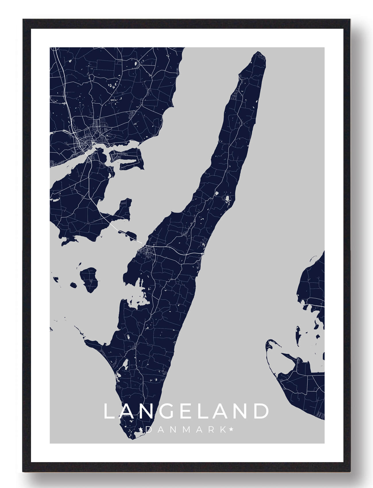 Langeland Plakat Mørkeblå  Størrelse:   15x21cm  A5