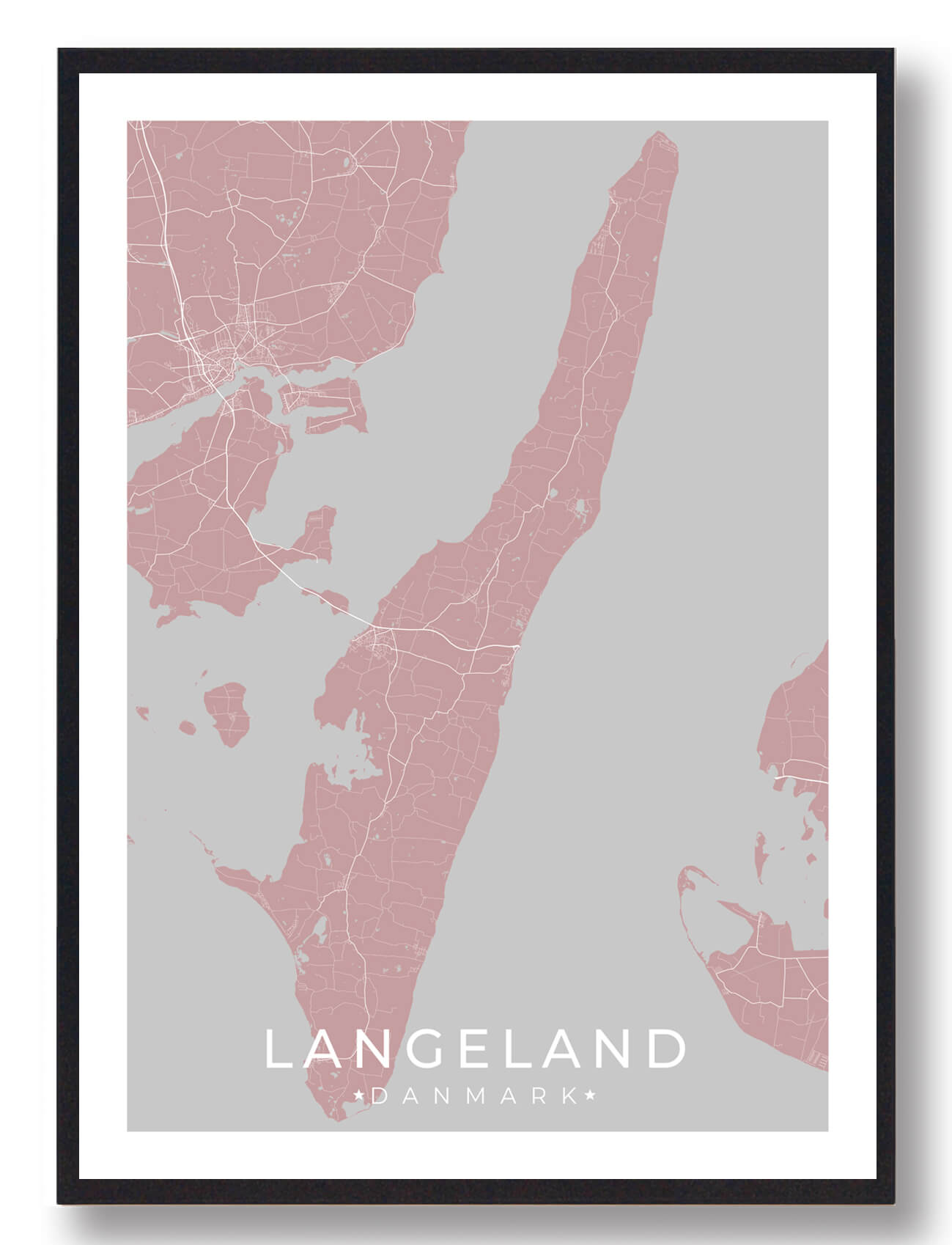 Langeland Plakat Rosa  Størrelse:   15x21cm  A5