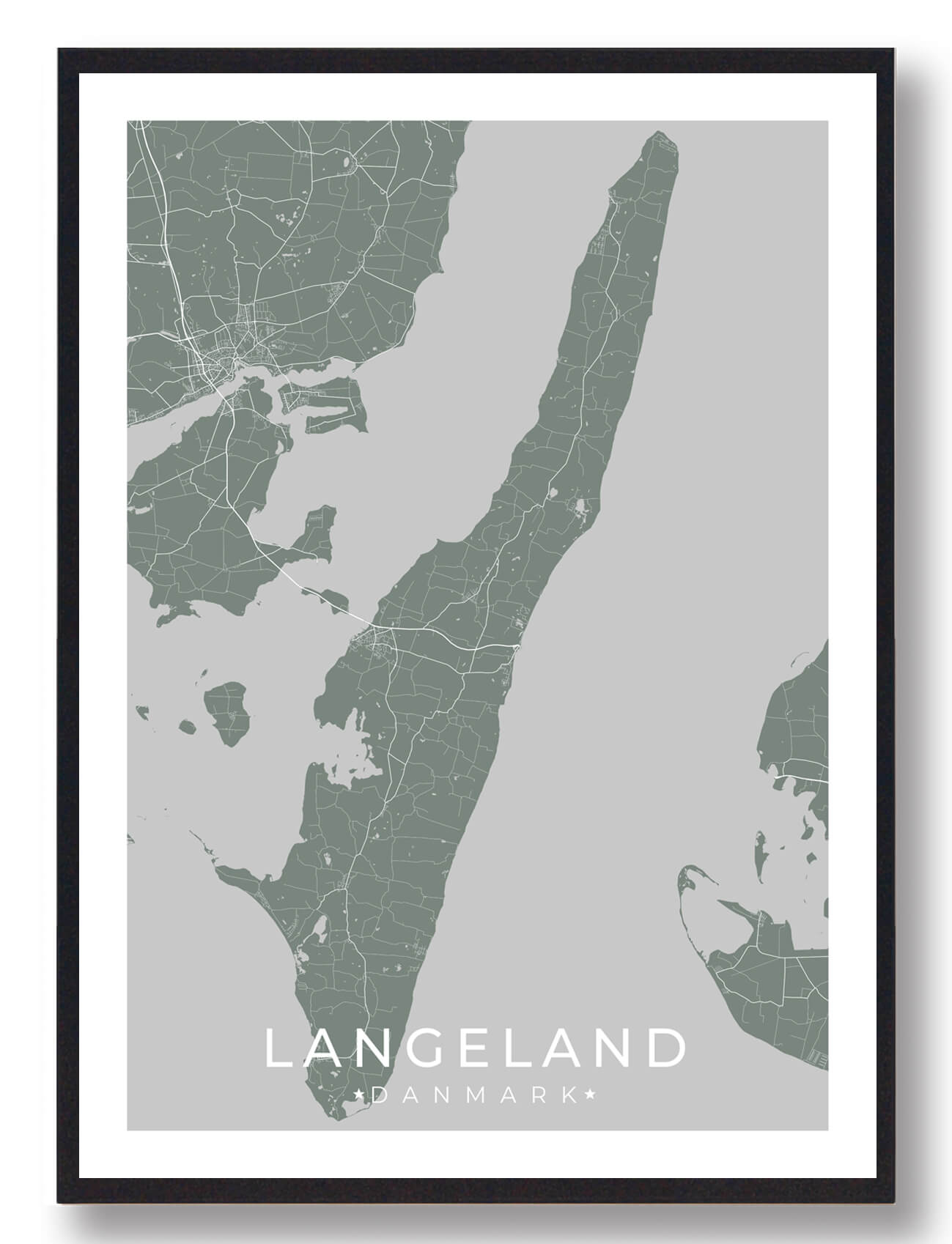 Langeland Plakat -grøn  Størrelse:   15x21cm  A5