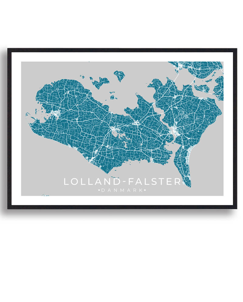 Lolland-falster Plakat Blå  Størrelse:   15x21cm  A5