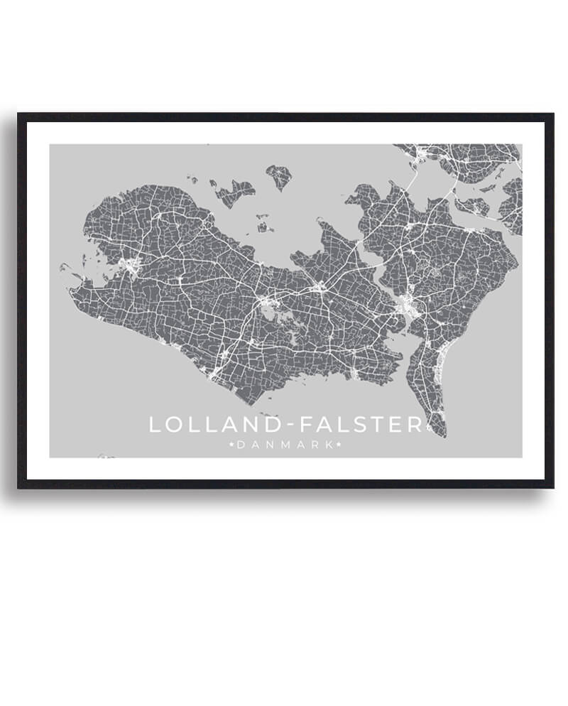 Lolland-falster Plakat Grå  Størrelse:   15x21cm  A5