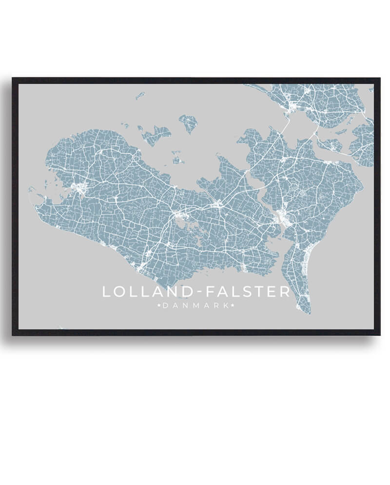 Lolland-falster Plakat Lyseblå  Størrelse:   15x21cm  A5