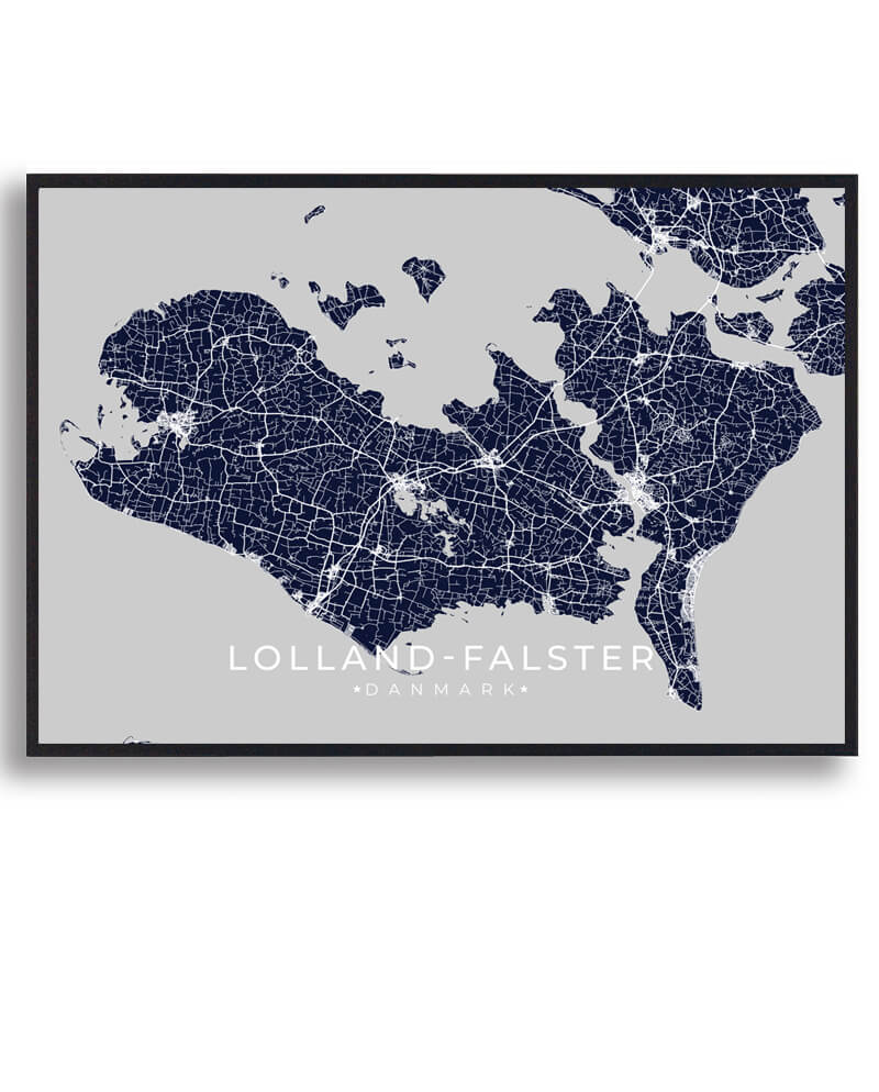 Lolland-falster Plakat Mørkeblå  Størrelse:   15x21cm  A5