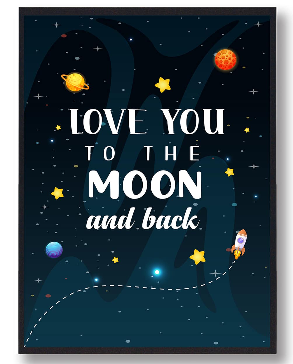 Love You   Moon And Back Plakat  Størrelse:   21x29 7cm  A4