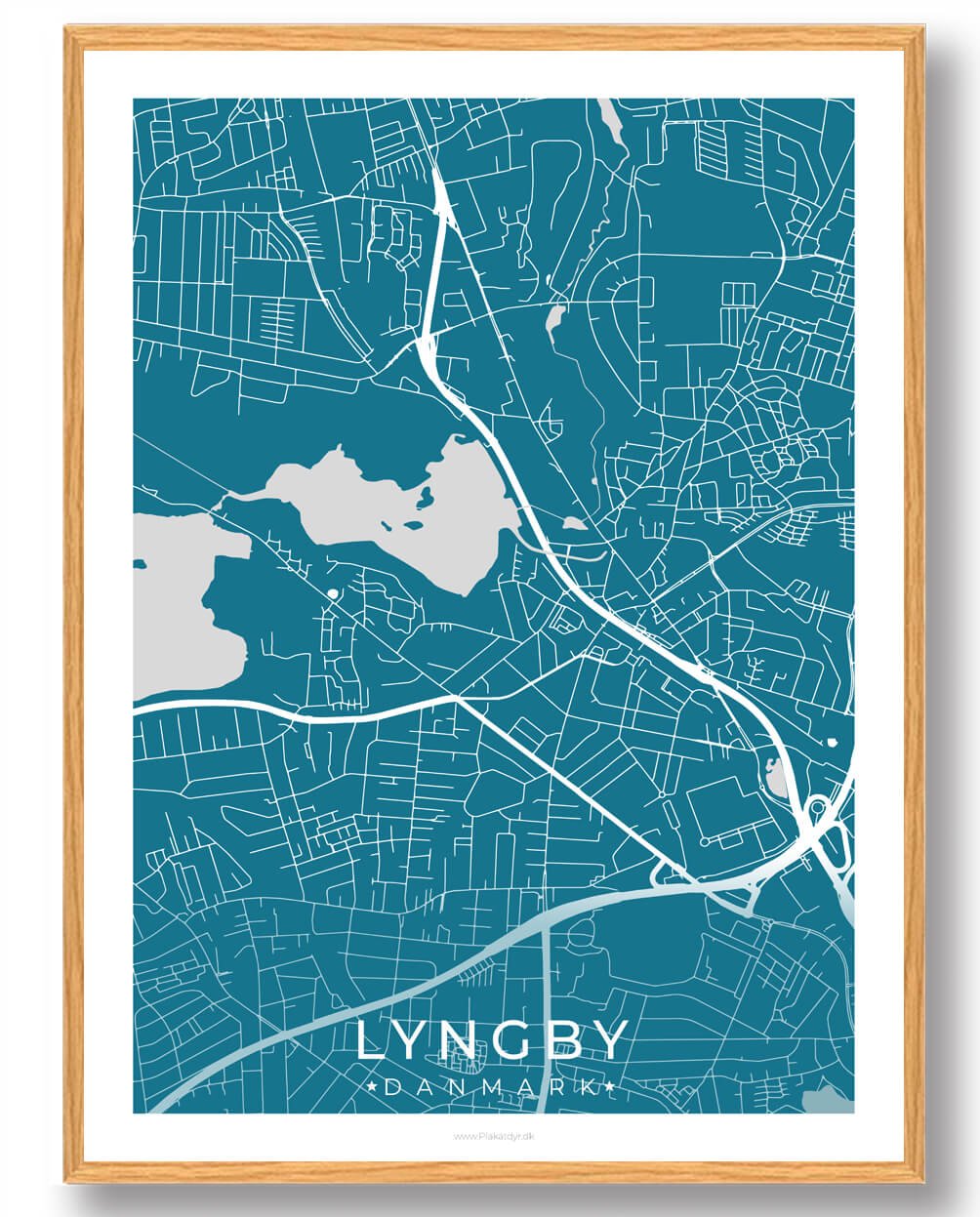 Lyngby   Plakat Blå  Størrelse:   15x21cm  A5