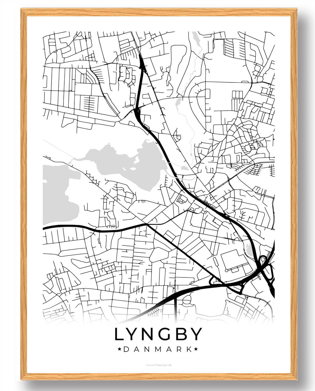 Lyngby   Plakat Hvid  Størrelse:   15x21cm  A5