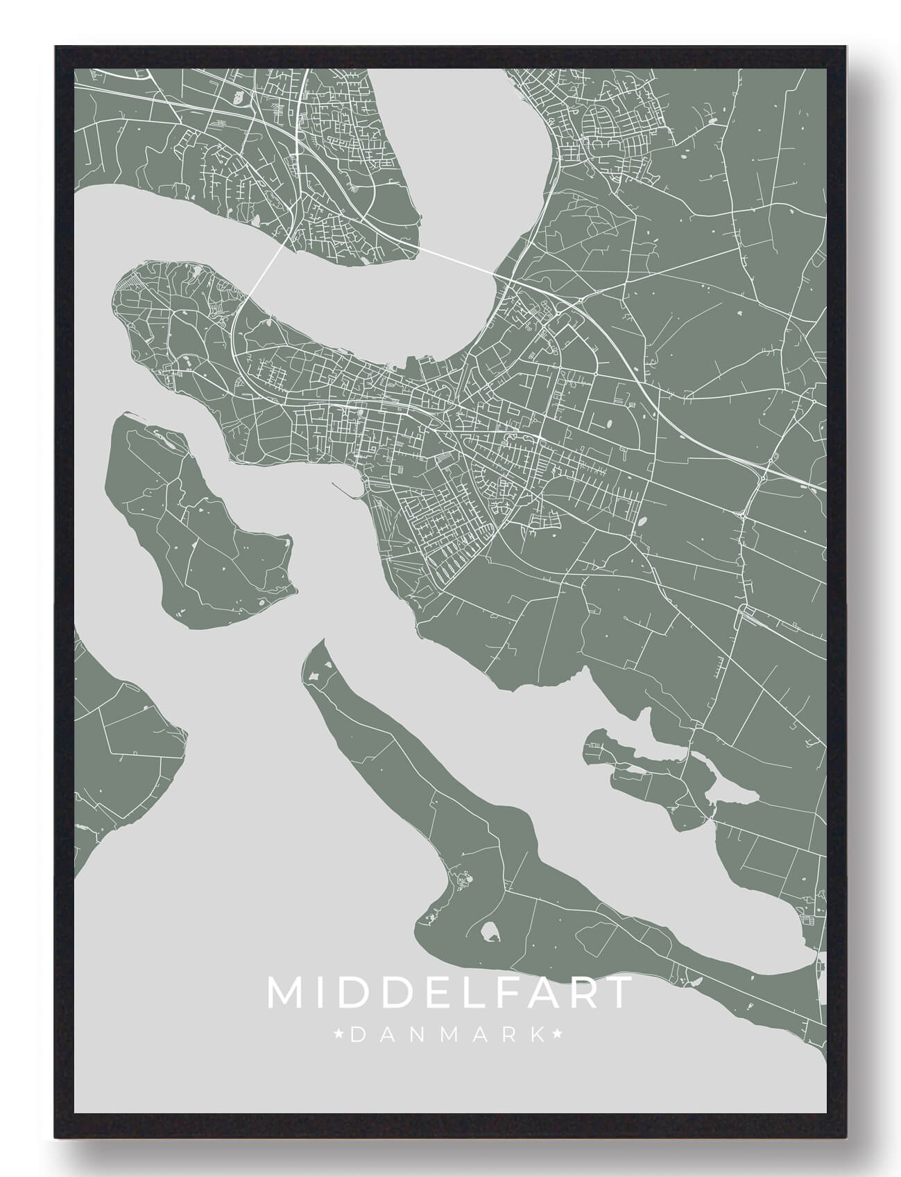 Middelfart Plakat Grøn  Størrelse:   15x21cm  A5