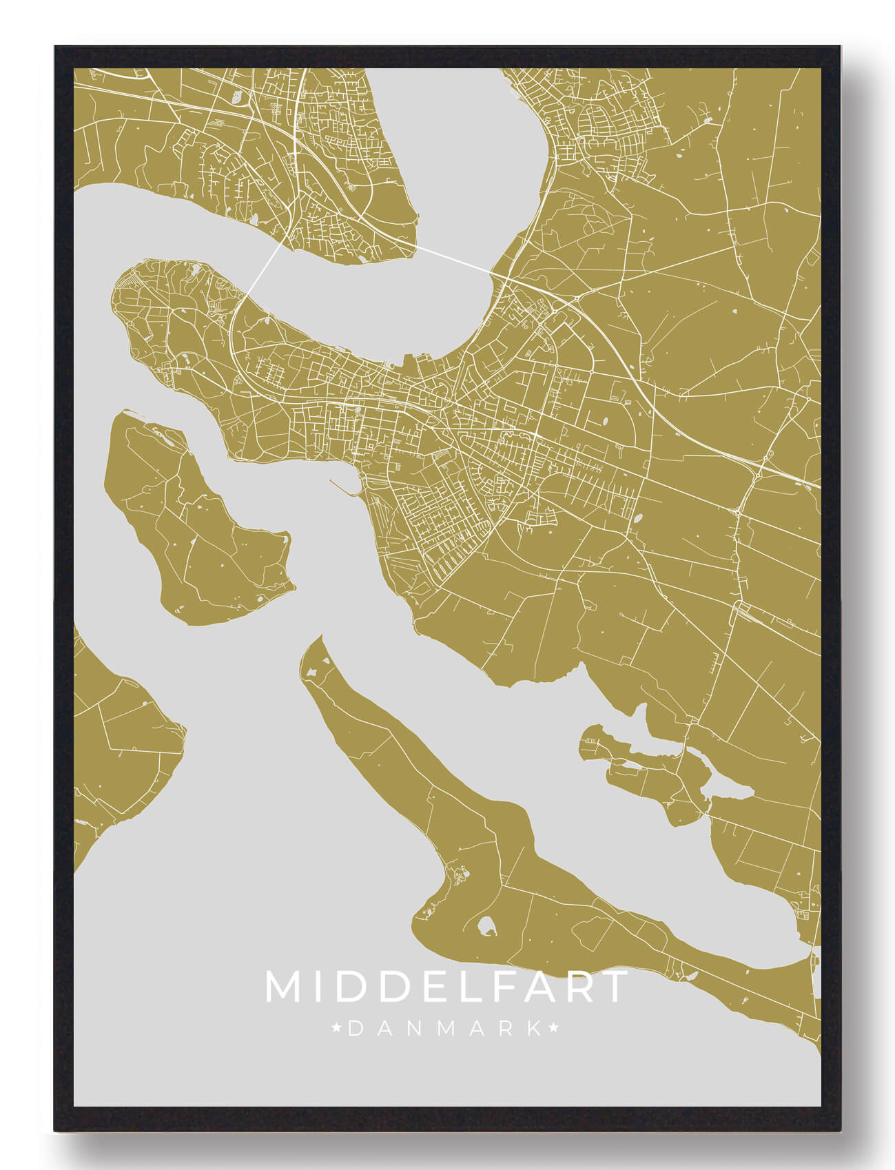 Middelfart Plakat Gul  Størrelse:   15x21cm  A5