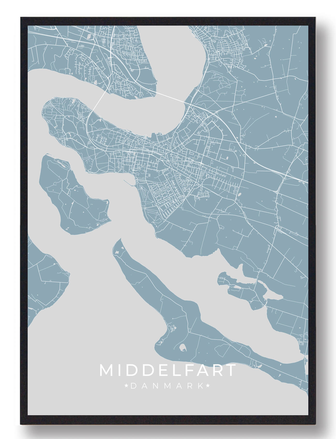 Middelfart Plakat Lyseblå  Størrelse:   15x21cm  A5