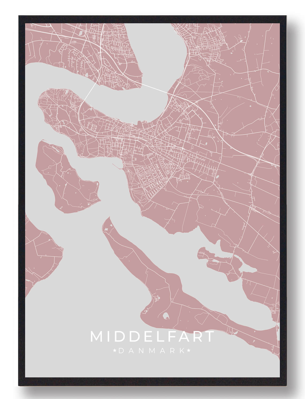Middelfart Plakat Rosa  Størrelse:   15x21cm  A5