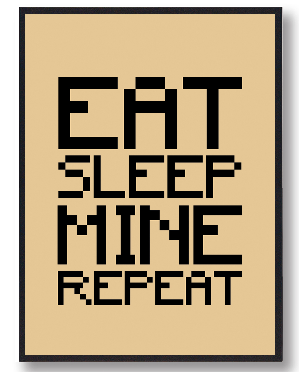 Mine Repeat Minecraft Gamerplakater  Gul   Størrelse:   21x29 7cm  A4