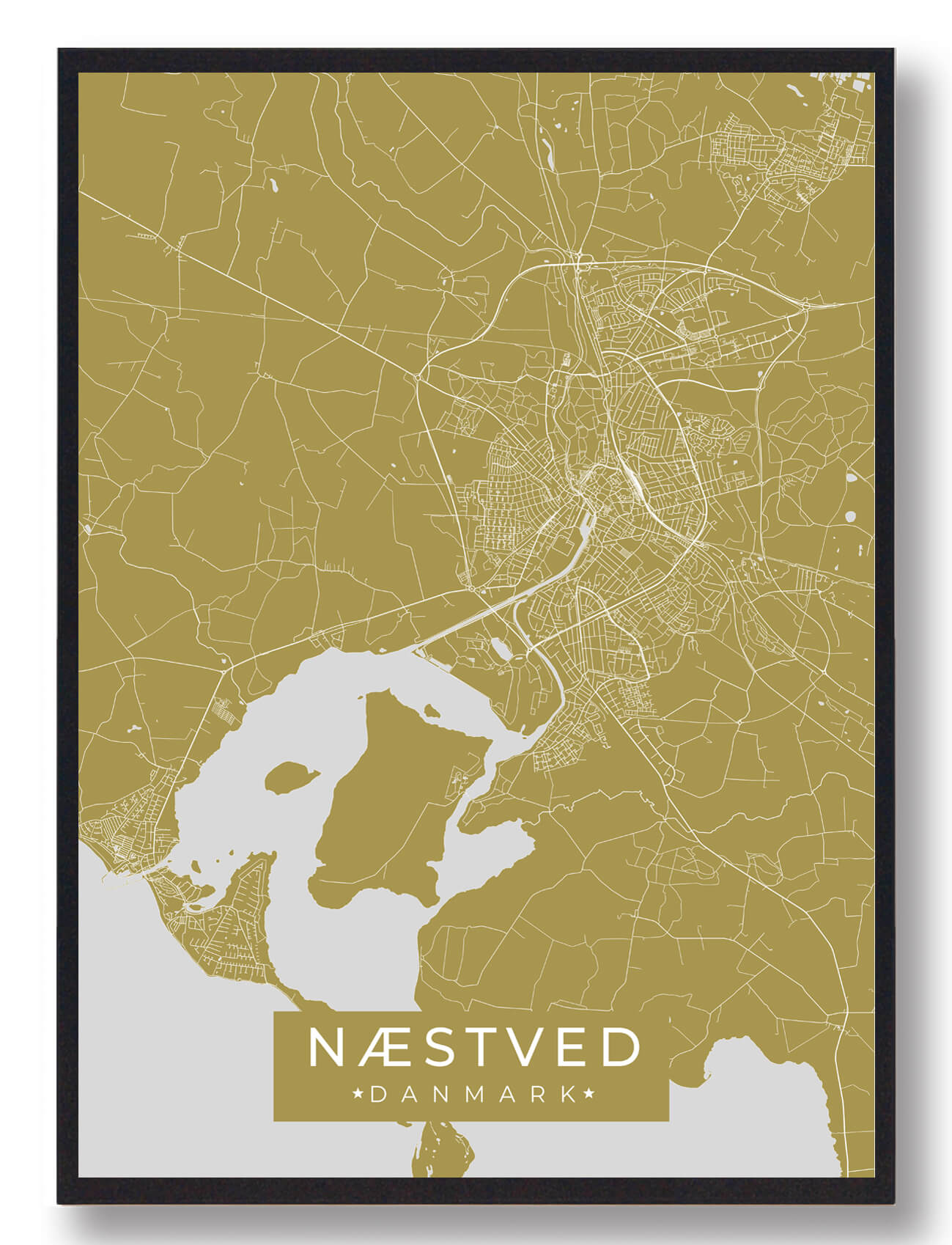 Næstved Plakat Gul  Størrelse:   15x21cm  A5