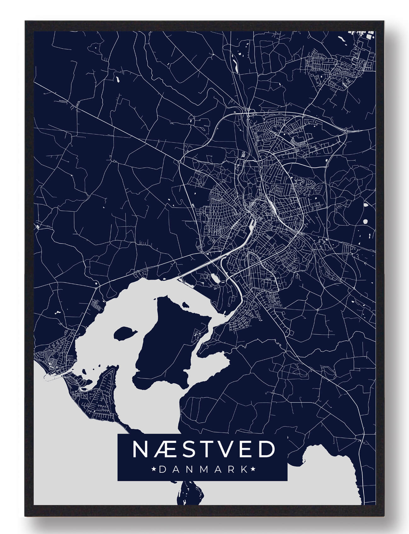 Næstved Plakat Mørkeblå  Størrelse:   15x21cm  A5