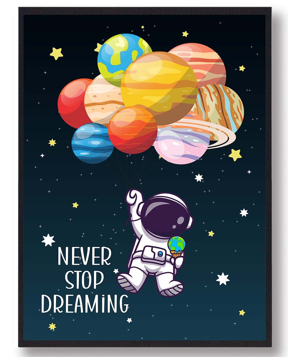 Never Stop Dreaming Plakat  Størrelse:   21x29 7cm  A4