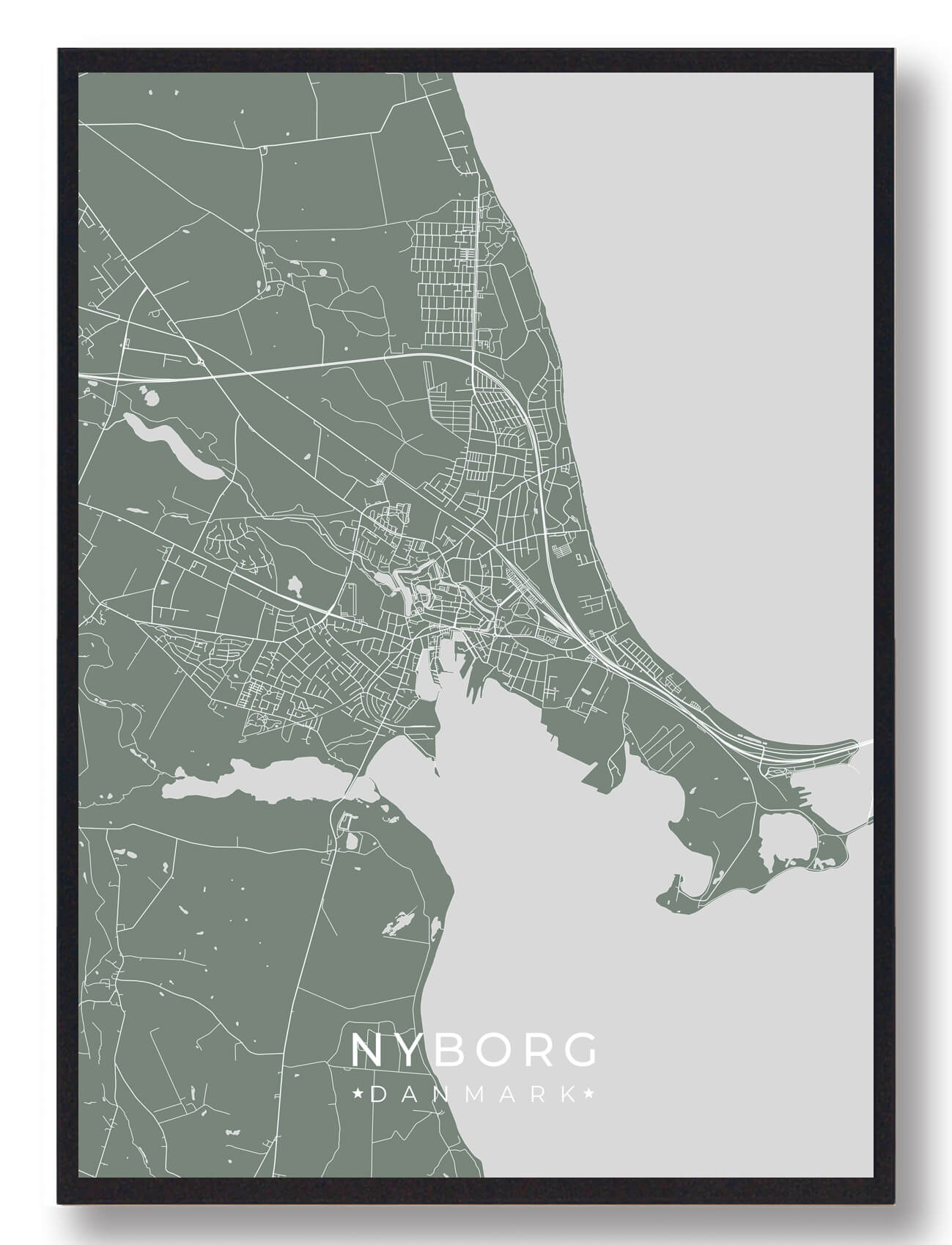 Nyborg Plakat Grøn  Størrelse:   15x21cm  A5