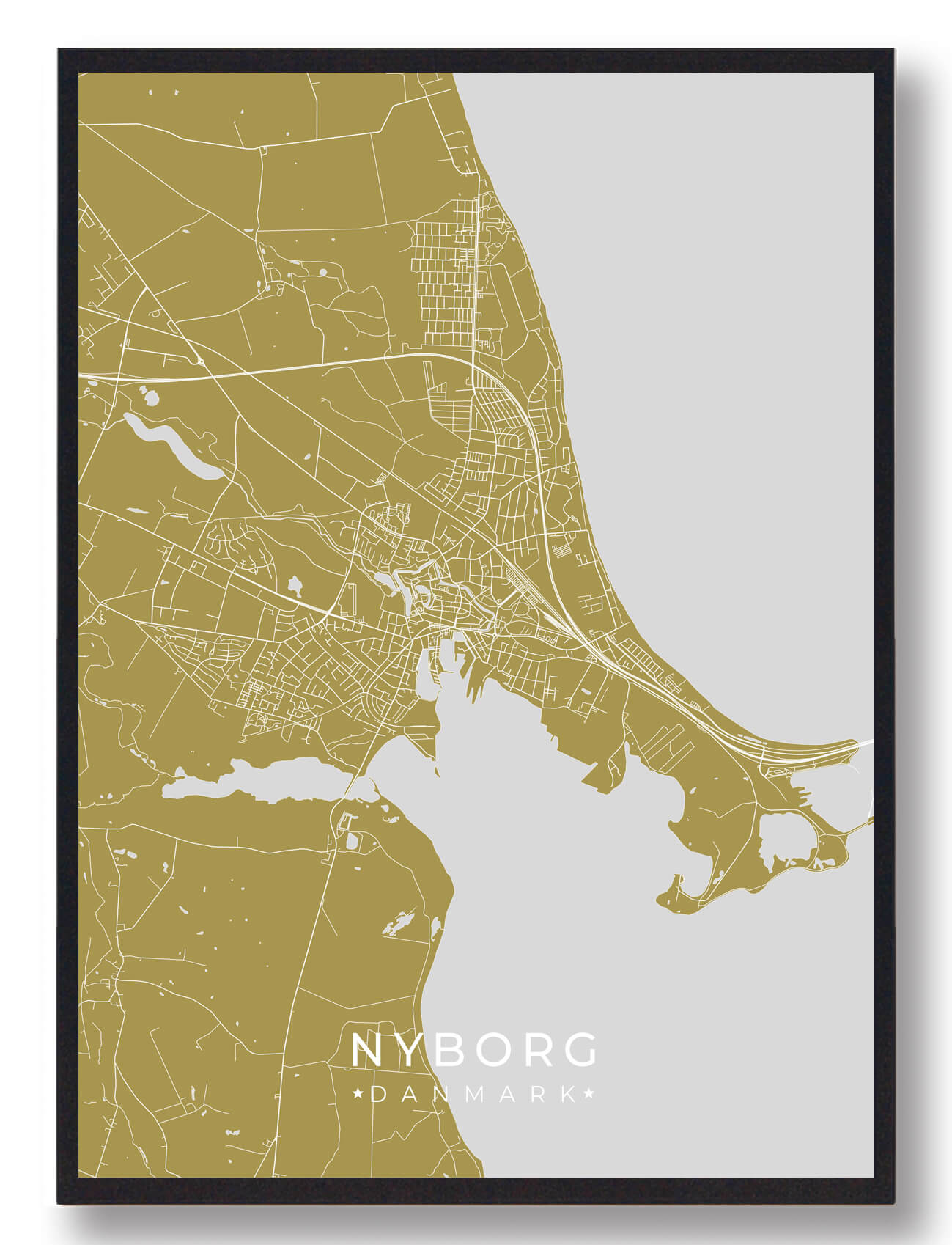Nyborg Plakat Gul  Størrelse:   15x21cm  A5