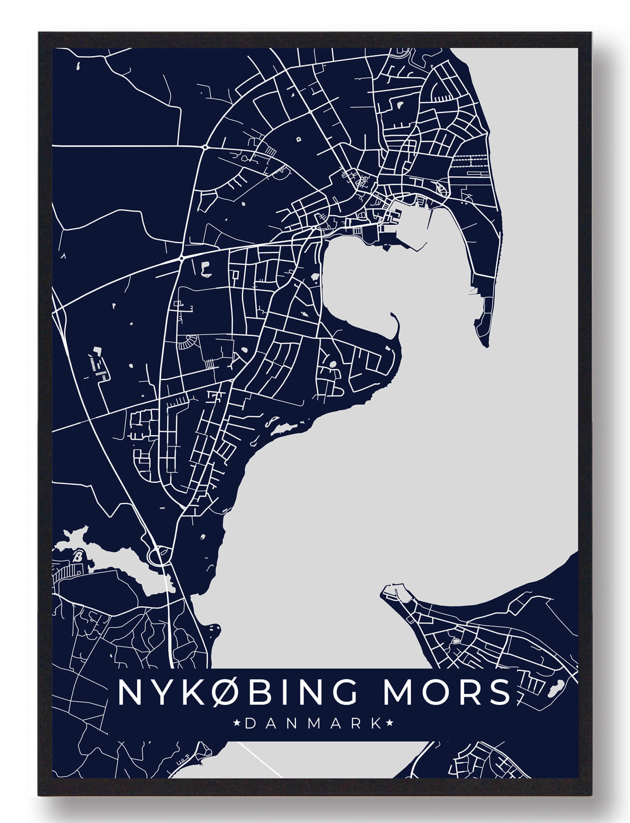 Nykøbing Mors Plakat Mørkeblå  Størrelse:   15x21cm  A5