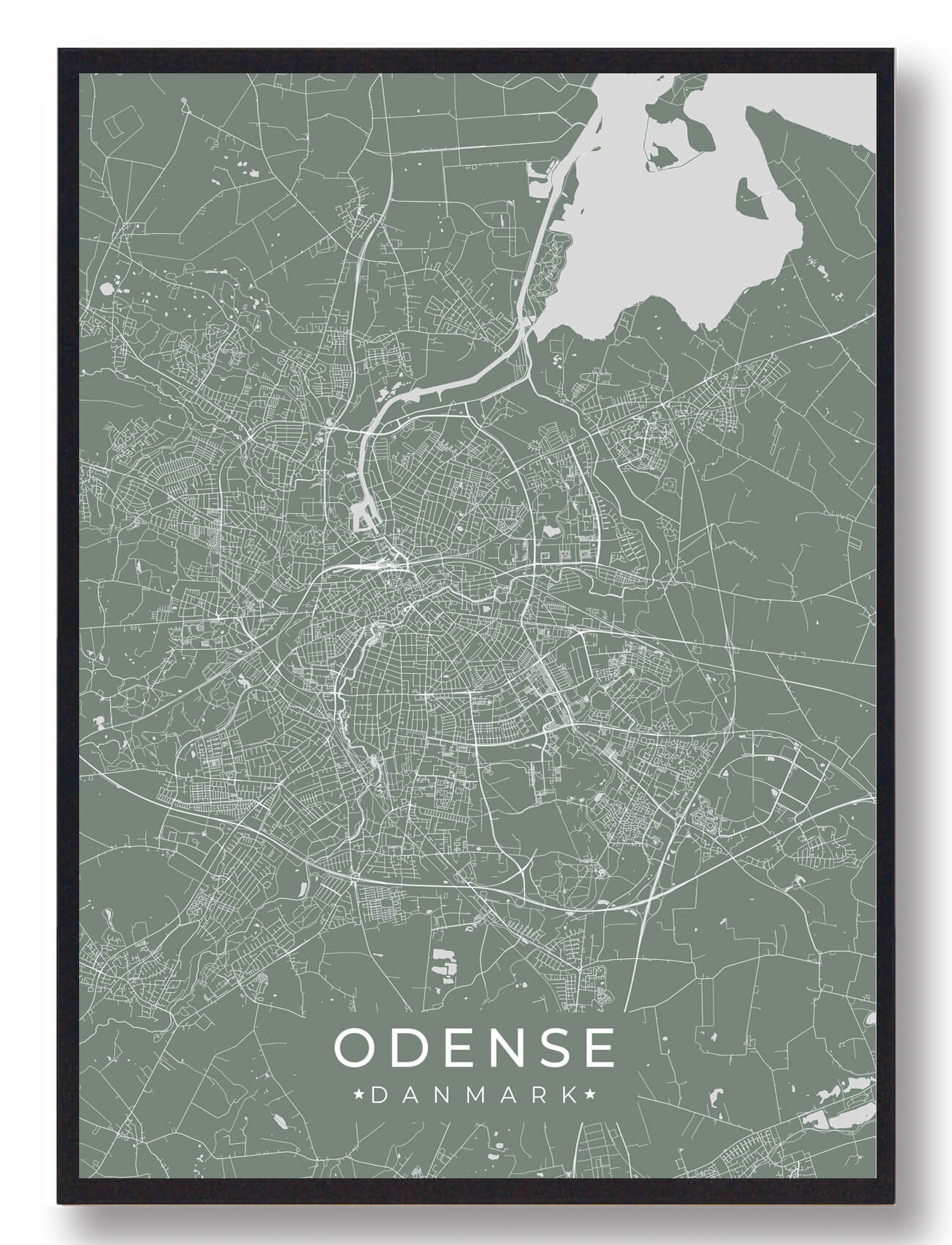Odense Plakat Grøn  Størrelse:   15x21cm  A5